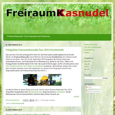 Screenshot der Website „Freiraum Kasnudel“